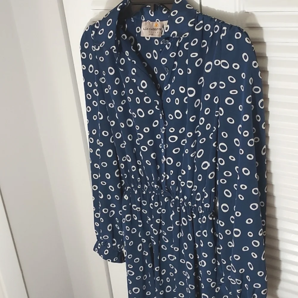 Rouje Look Liz Claiborne Blue and White Casual Button Front Dress 8p 38 - Picture 3 of 9